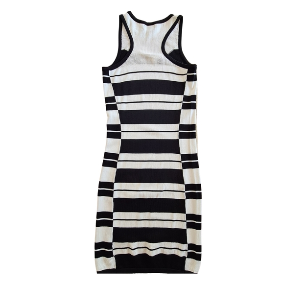 Dotti Size 8 Black White Striped Bodycon Fitted Summer Dress - Picture 8 of 9